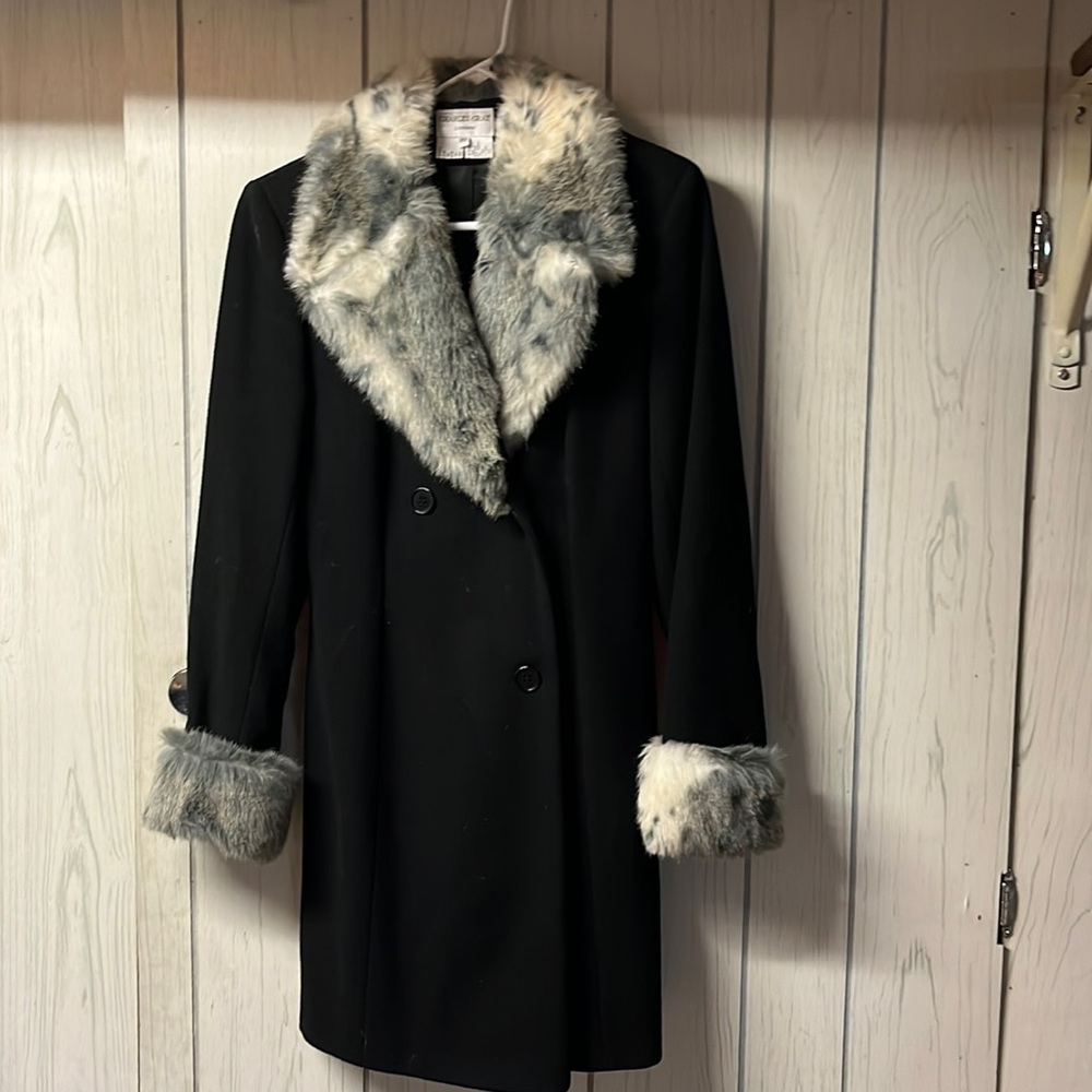 Winter coat with faux cuffs and collar. Charles grey of London